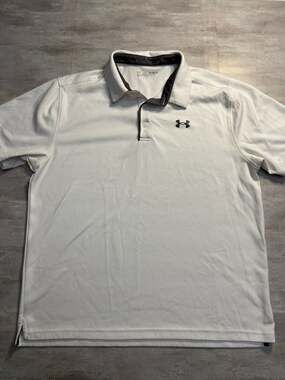 Under Armour Men's HeatGear Loose Fit Textured Polo Shirt - XL White